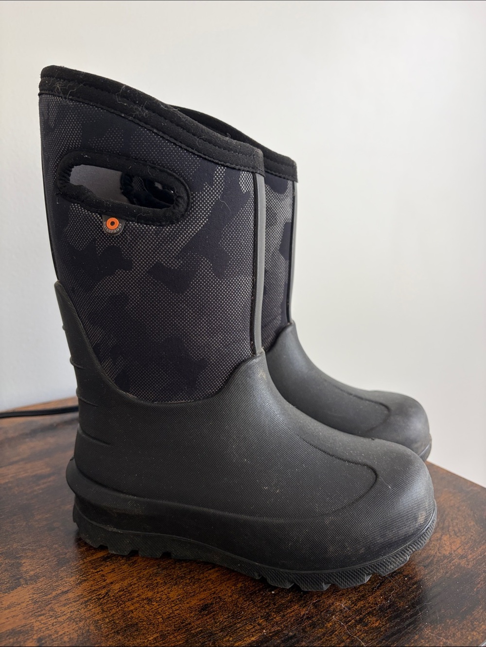 Bogs Kids Black Camo Waterproof Rain & Snow Boots